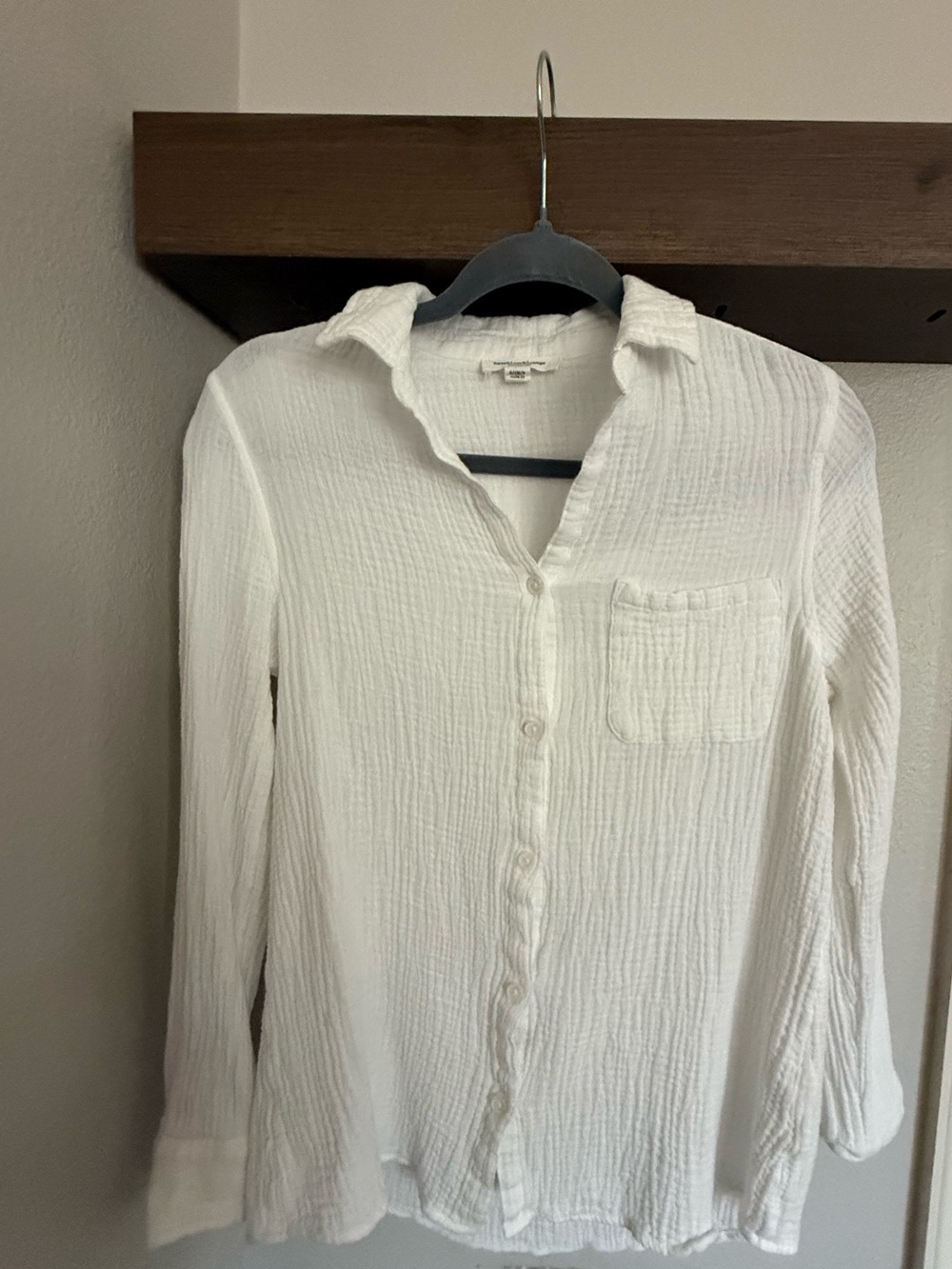 beachlunchlounge White Lightweight Men's Gauze Button-Down Shirt